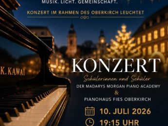 Oberkirch leuchtet 2026 Konzert mit Piano Academy Madarys Morgan und Piano Fies